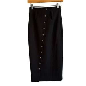 Women’s Intermix NWT Black Asymmetrical Button Skirt Size P